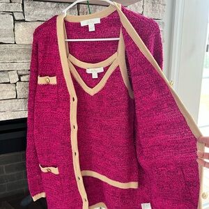 Lilly Pulitzer Fuchsia and Tan Cardigan Set